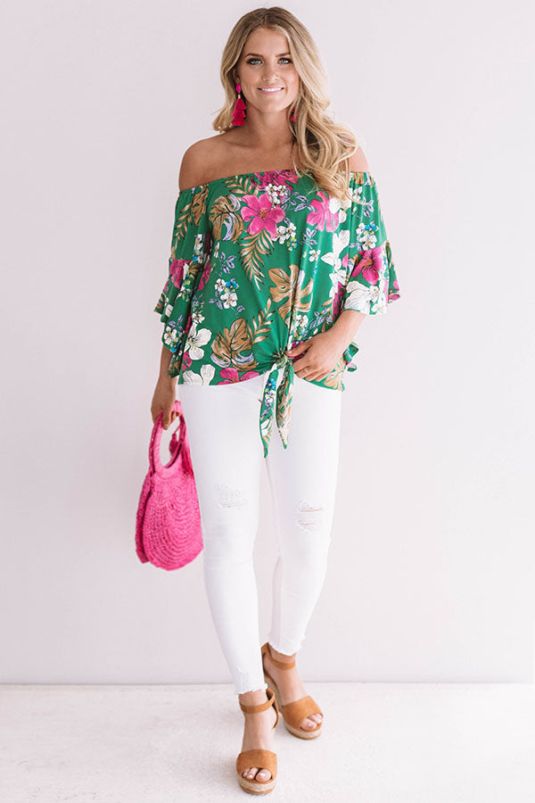 Miami Beach Babe Off Shoulder Top in Green