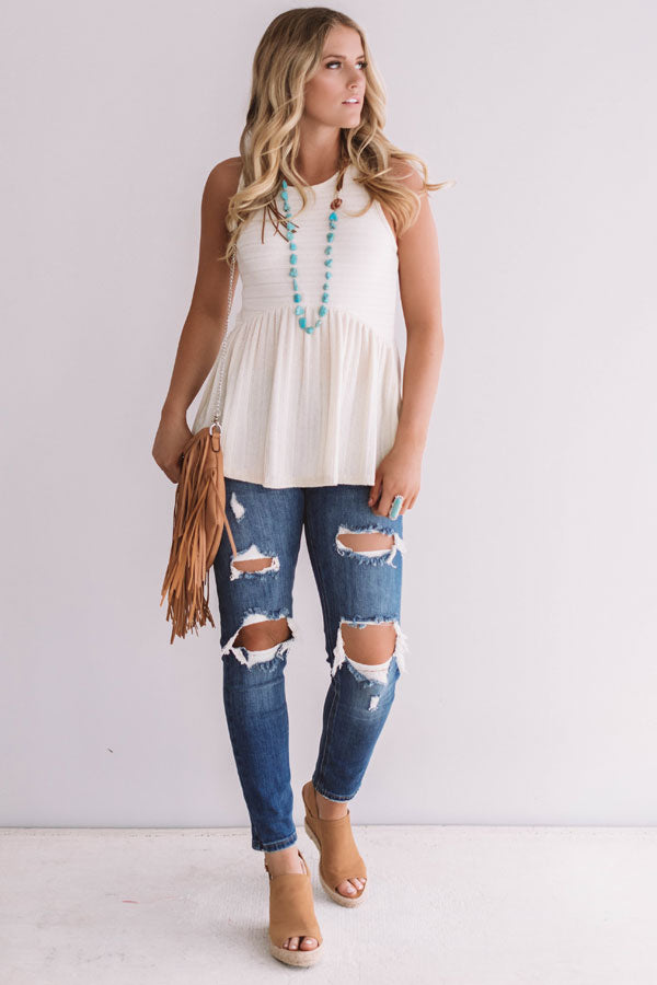 Chic On The Coast Babydoll Tank In Ivory