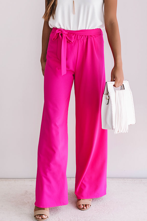 Vip Only High Waist Trousers In Hot Pink