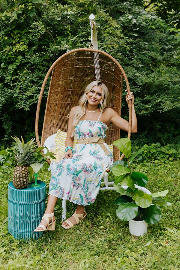 Poolside Margs Smocked Midi Dress in Ivory