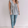 Sunrise Beach Walk Stripe Babydoll Top in Airy Blue Image - 1