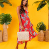 Poolside Margs Smocked Midi Dress in Red Image - 1