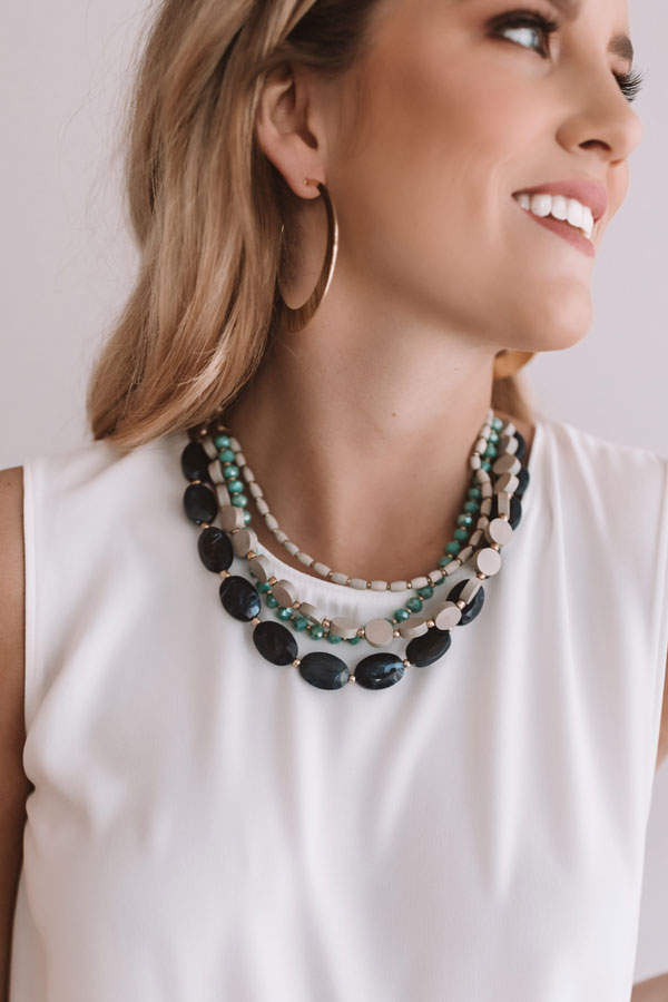 Santorini Sunsets Layered Necklace In Navy