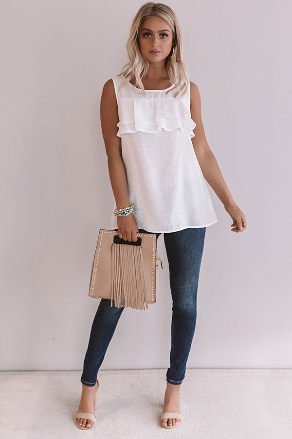 Summertime Lovin' Ruffle Tank In White