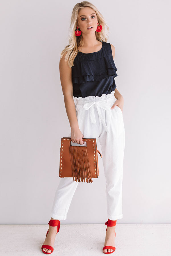 Summertime Lovin' Ruffle Tank In Navy