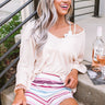 Girl On The Go Stripe Shorts In Sangria Image - 1