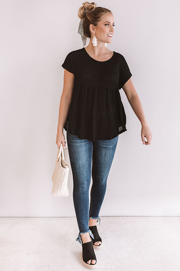 Ticket To Paradise Babydoll Top In Black Image - 2