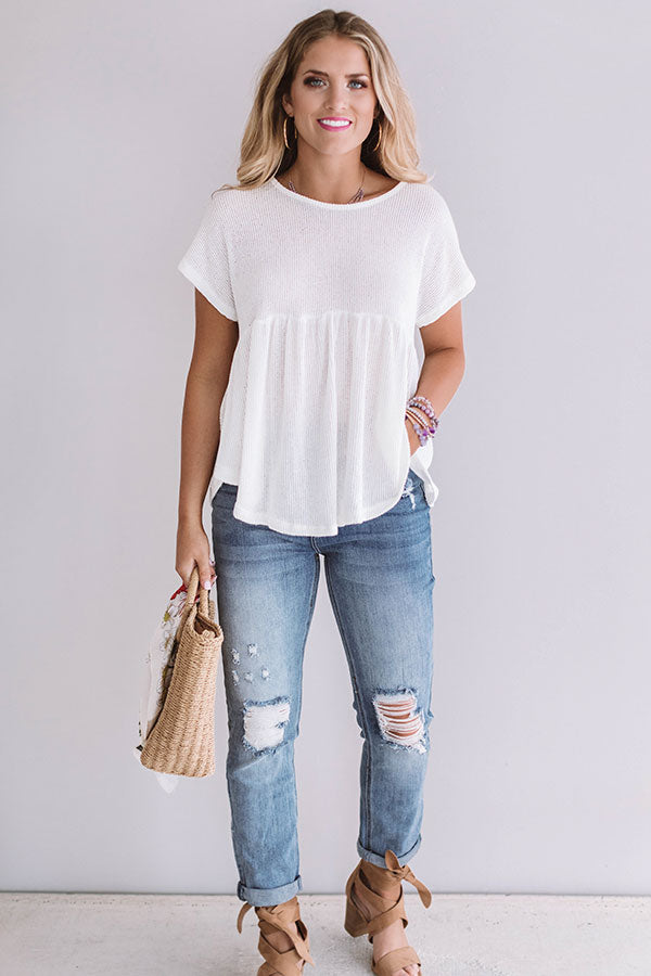 Ticket To Paradise Babydoll Top In White Image - 1