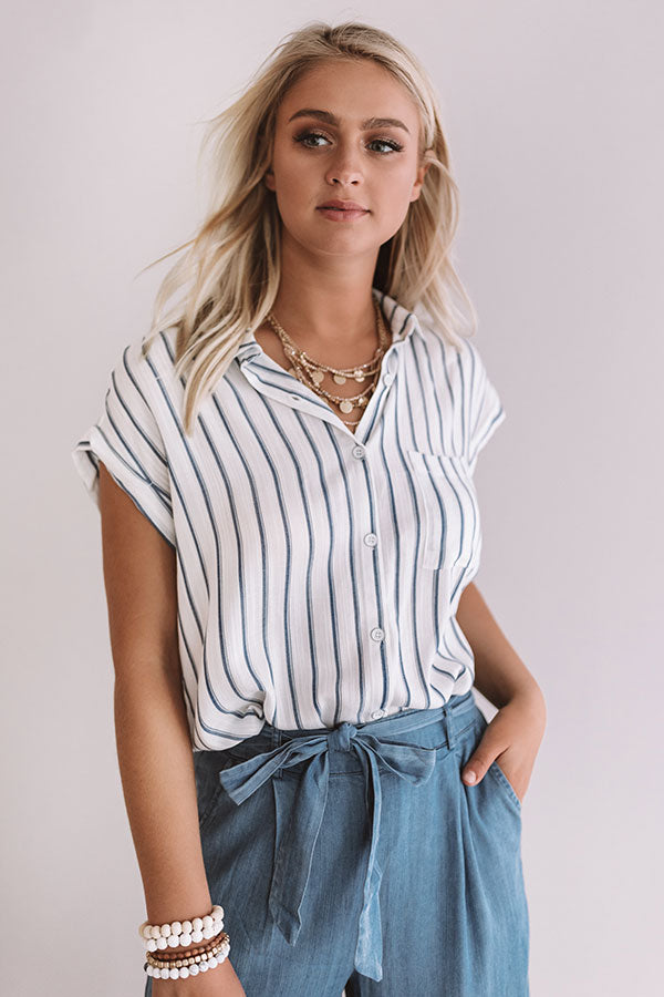 Brunch And Bestfriends Stripe Top In Blue Image - 2