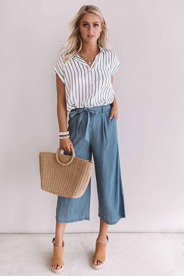 Brunch And Bestfriends Stripe Top In Blue Image - 1