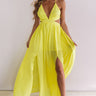 Bali Bombshell Lace Up Maxi Dress In Neon Yellow Image - 1