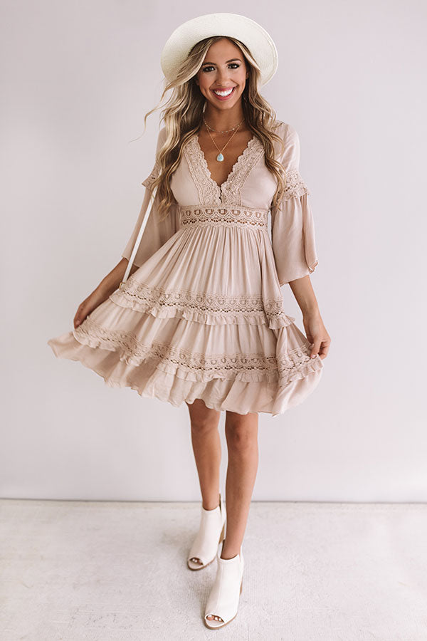 Vacay In Venice Babydoll Dress In Iced Mocha Image - 2
