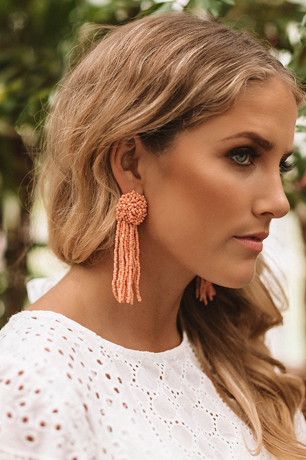 Feeling Coastal Tassel Earrings In Peach