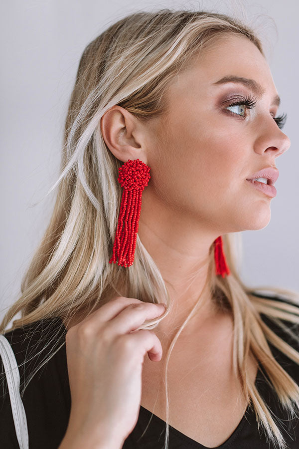 Feeling Coastal Tassel Earrings In Red