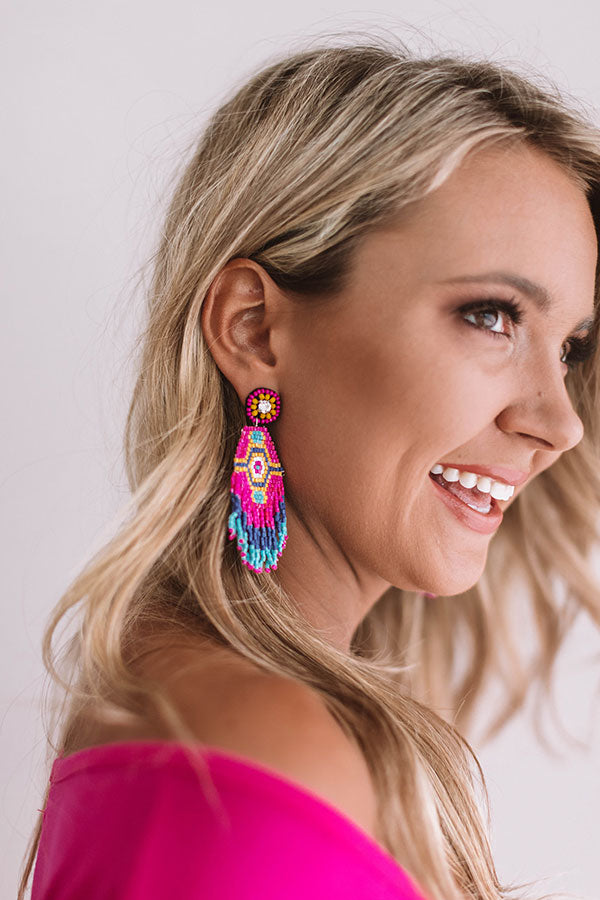 Festival Season Earrings In Hot Pink