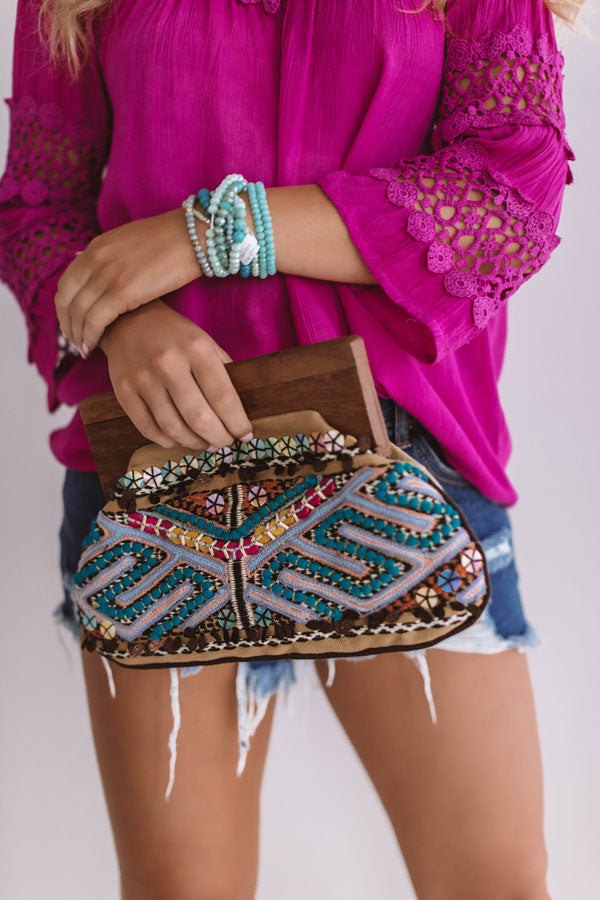 Cocktails By The Pool Embellished Clutch