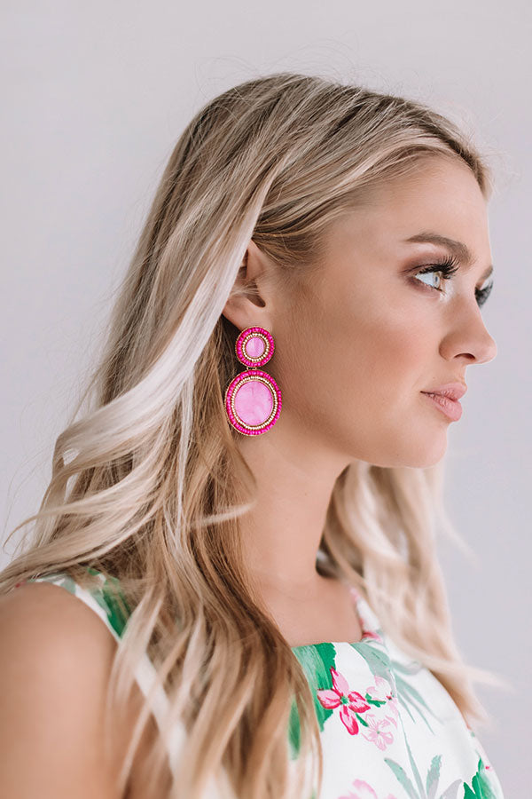 Be Dazzled Beaded Earrings In Hot Pink