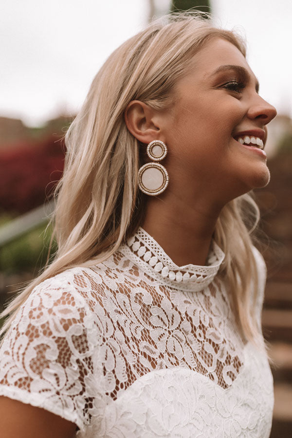 Be Dazzled Beaded Earrings In Ivory
