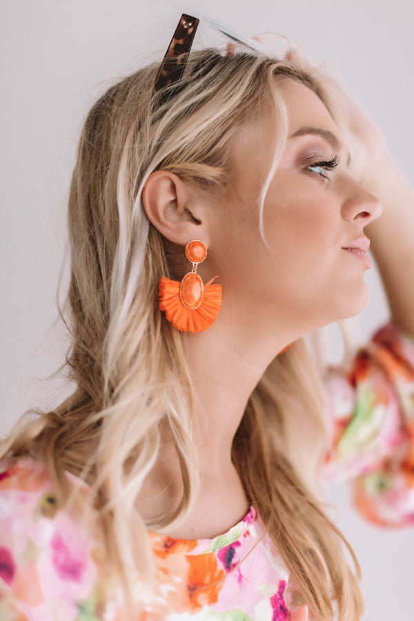 Travel Abroad Fan Earrings in Orange