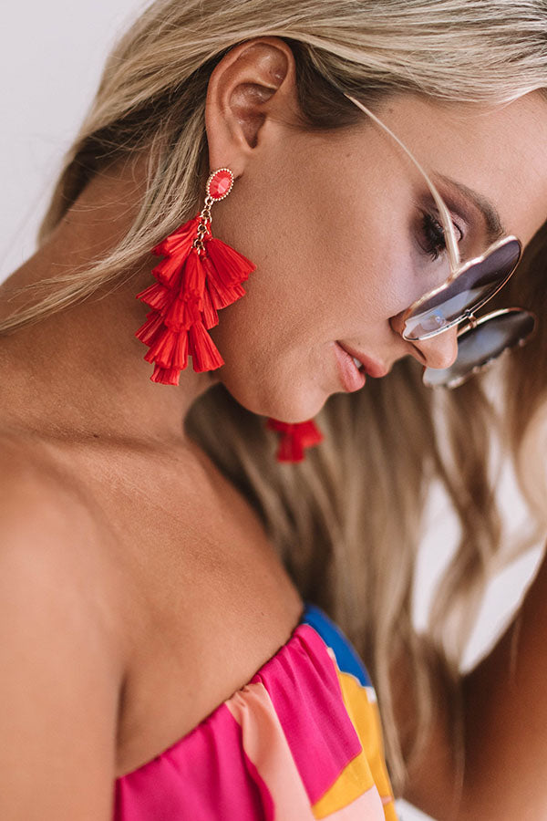Come Away With Me Tassel Earrings in Red