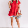 Coffee Date Crushin' Babydoll Top In Red Image - 1