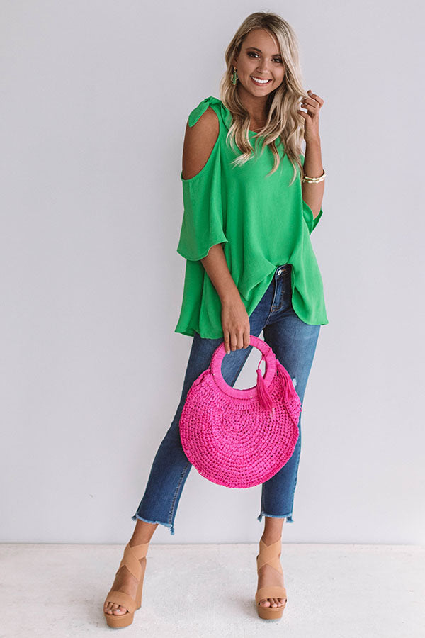Call Me For Cocktails Shift Top In Kelly Green