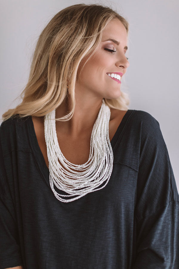 Sweet As Sugar Beaded Necklace in White