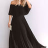 Gala Glam Pleated Maxi Dress in Black Image - 1