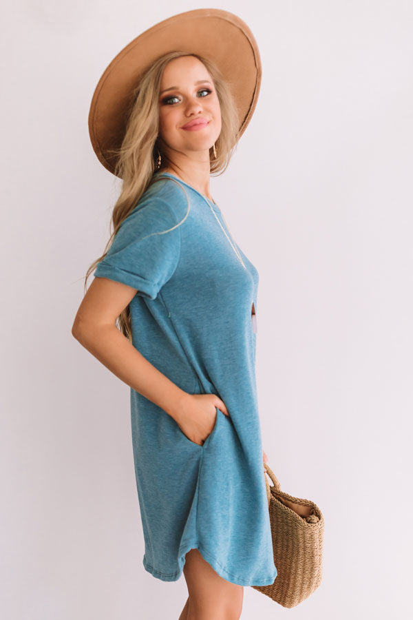 New Adventure T-Shirt Dress In Light Teal Image - 4