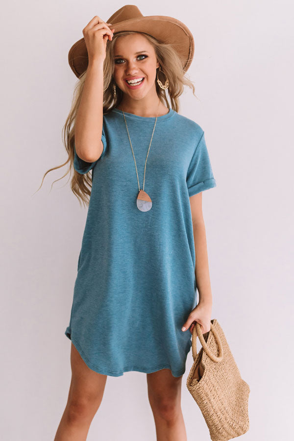 New Adventure T-Shirt Dress In Light Teal Image - 2