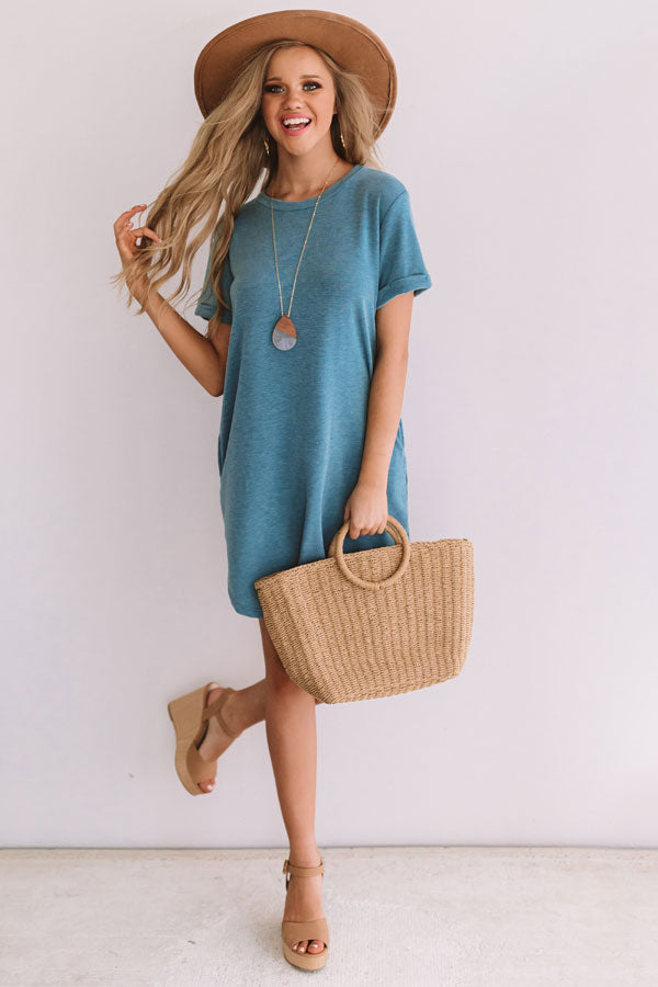 New Adventure T-Shirt Dress In Light Teal Image - 1