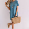 New Adventure T-Shirt Dress In Light Teal Image - 1
