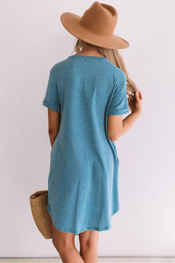 New Adventure T-Shirt Dress In Light Teal Image - 5