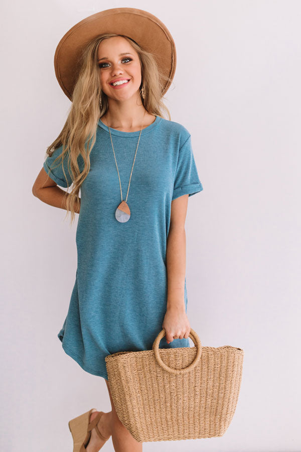 New Adventure T-Shirt Dress In Light Teal Image - 3