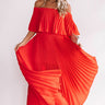 Gala Glam Pleated Maxi Dress in Red Image - 1