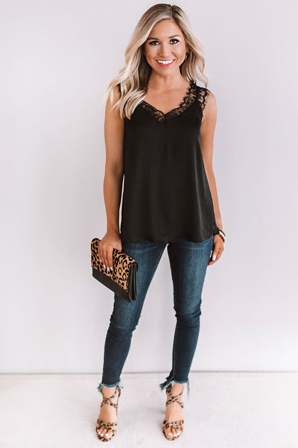Love Like This Lace Trim Tank in Black