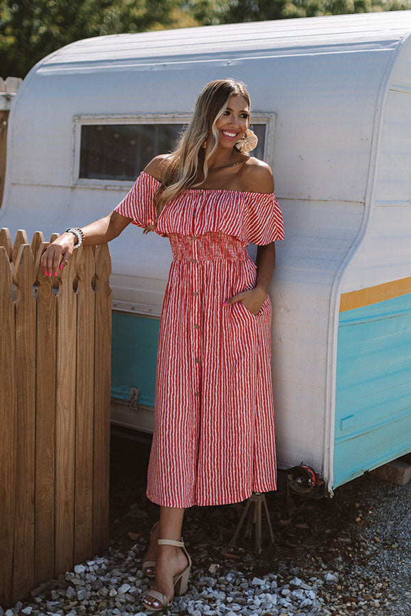 Lagoon Luxe Button Up Midi In Orange