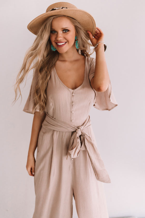 Italian Travels Jumpsuit In Taupe Image - 2