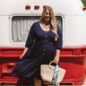 Pinot and Picnics Midi Dress In Navy  Curves Image - 1