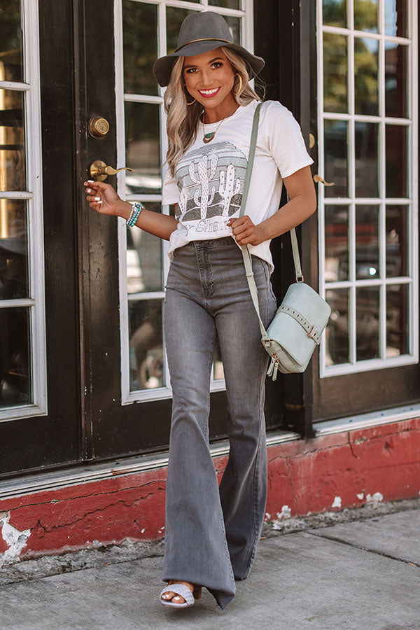The Everleigh High Waist Flares in Charcoal
