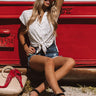 Count On Me Button Up Shift Top In White Image - 1