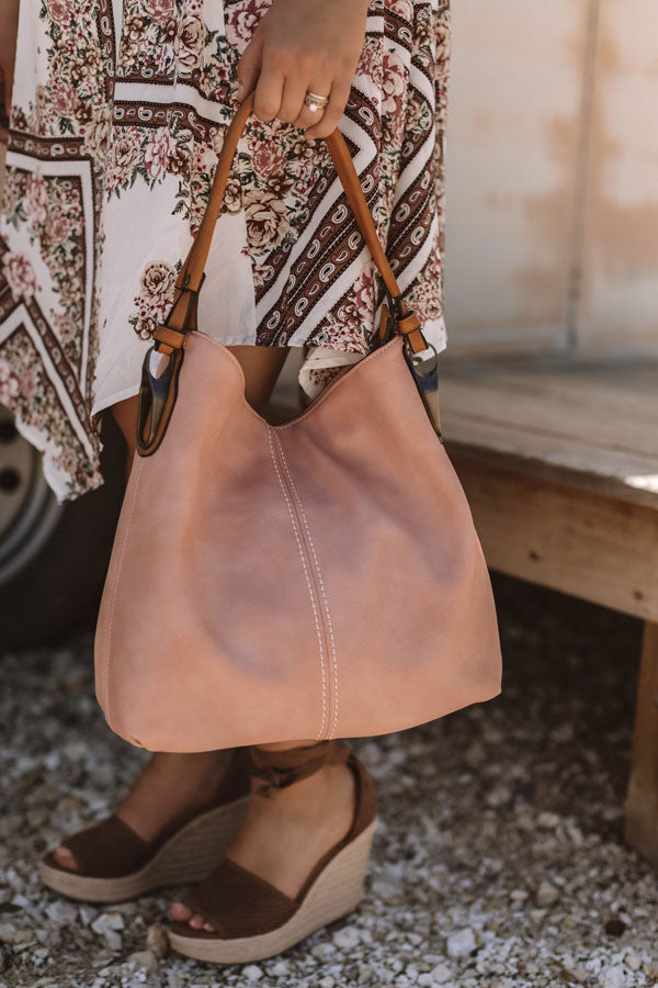 Addicted To You Faux Leather Tote In Blush
