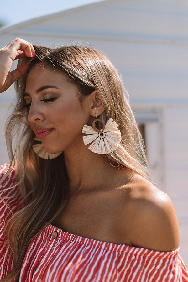 Lounging In Key Largo Fan Earrings In Beige