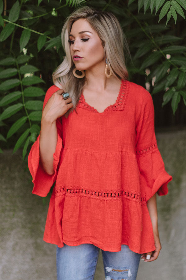 New Grooves Crochet Top In Scarlet Image - 1