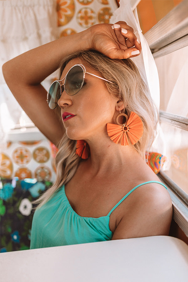 Lounging In Key Largo Fan Earrings In Orange
