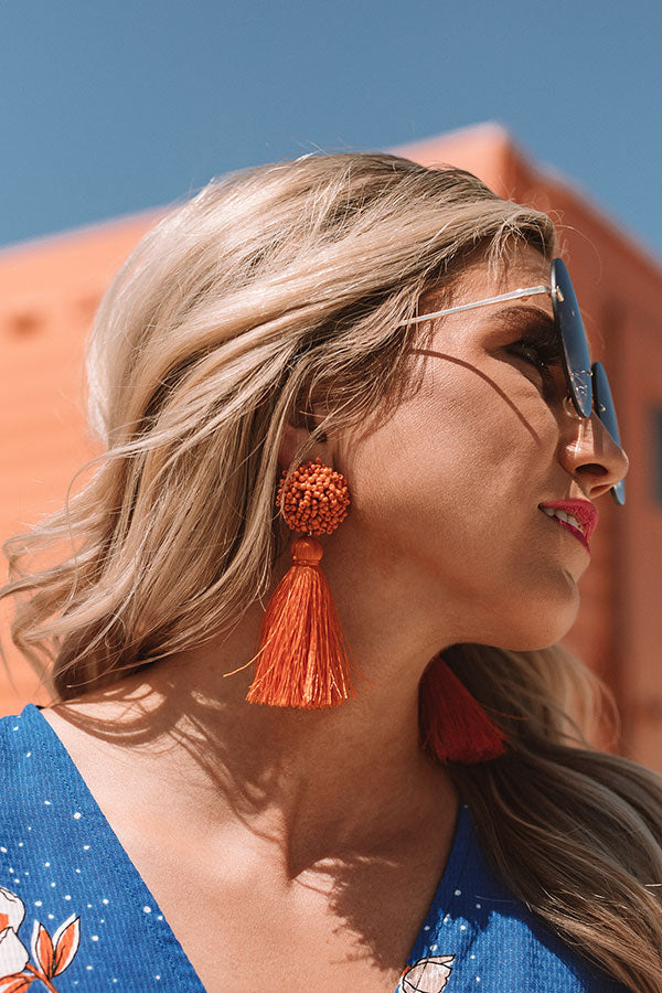 Midnight Kisses Tassel Earrings In Pumpkin