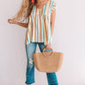 Sunrise Beach Walk Stripe Babydoll Top in Emerald Image - 1