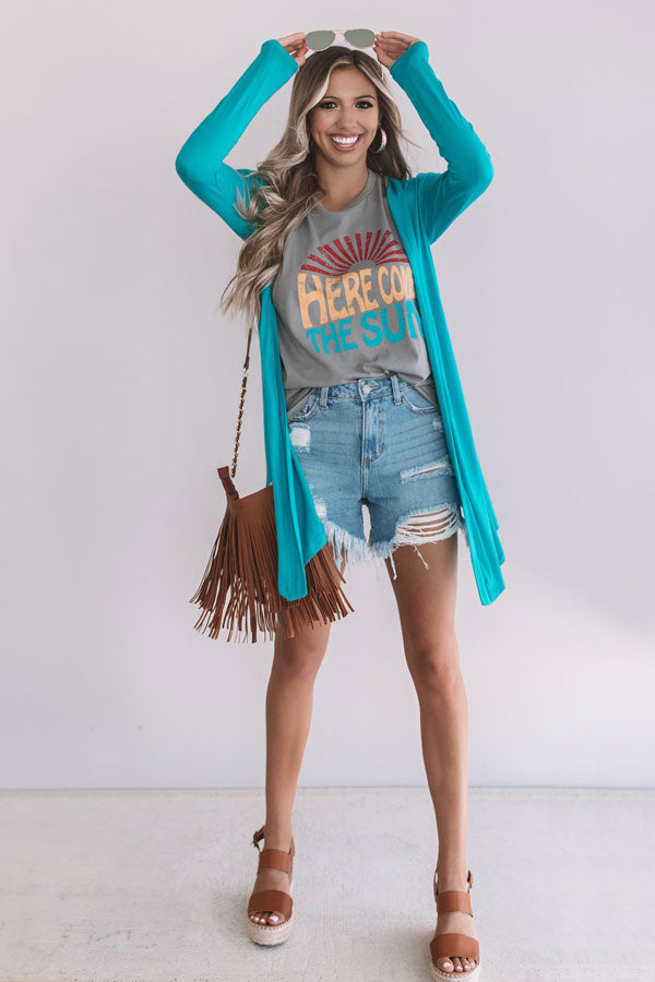 Layover In London Cardigan In Turquoise