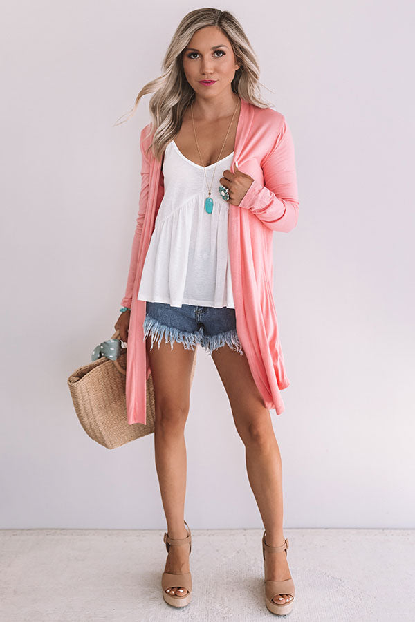 Layover In London Cardigan In Blooming Dahlia
