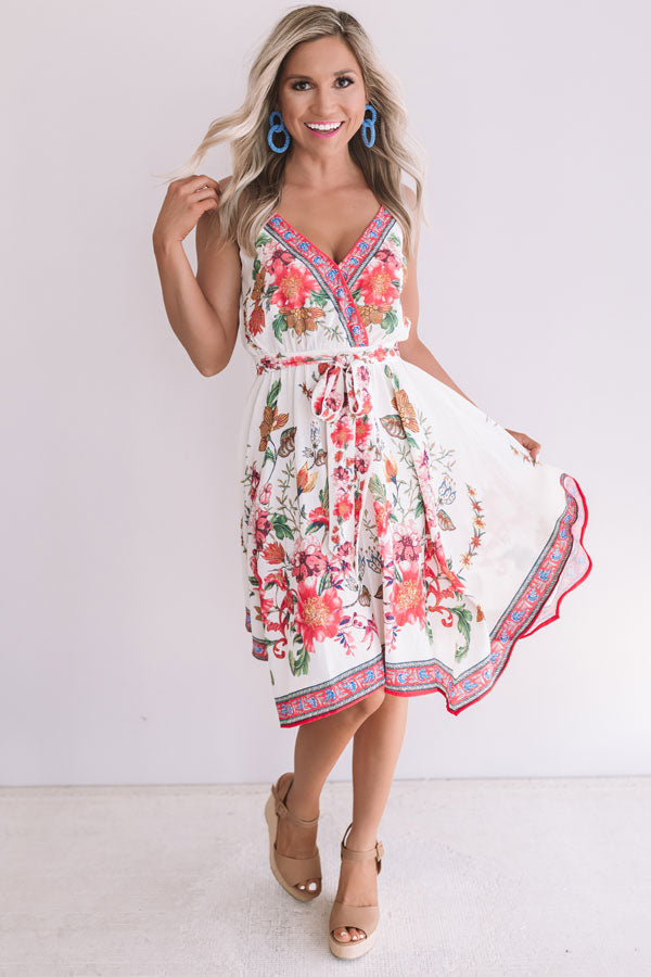 Paradise Luxe Floral Dress In Ivory